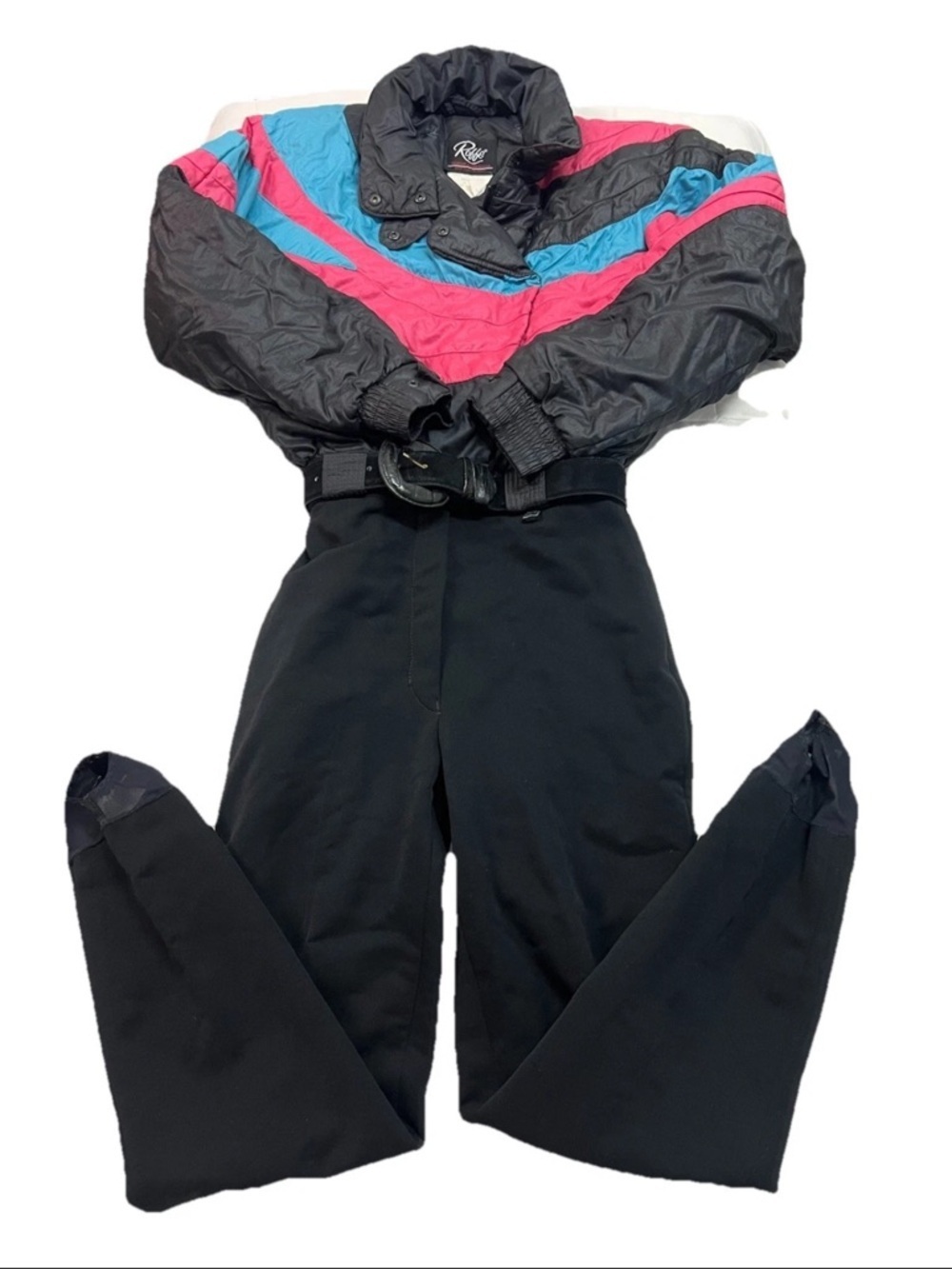 Roffe Tango Women’s Vintage One Piece Ski Suit Size 10 Black Magenta Blue